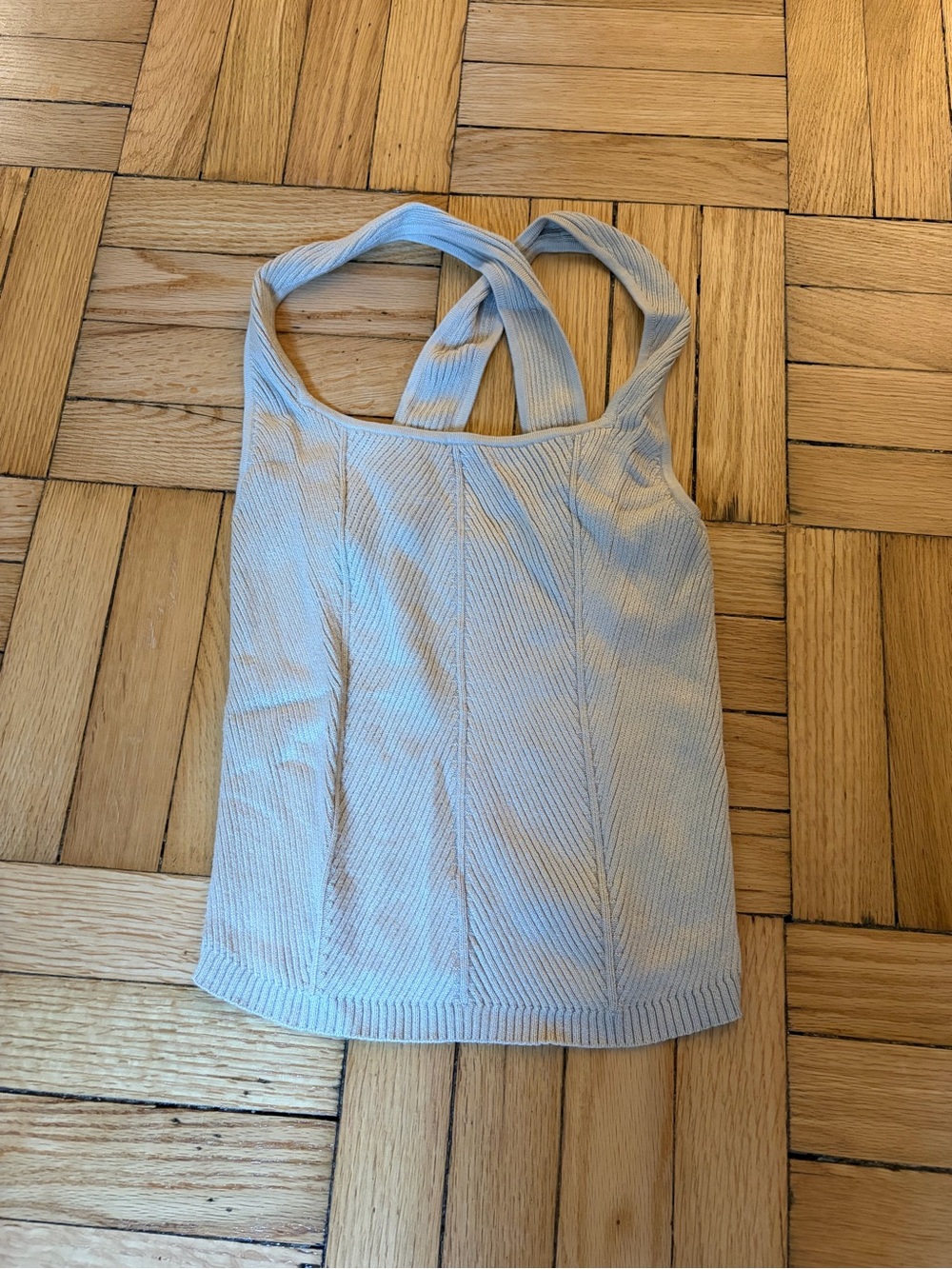 Women's Ribbed Square-Neck Tank Top - Light Beige